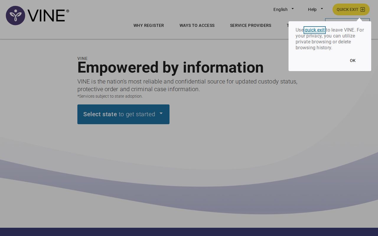VINELink search interface for an Overton County inmate check